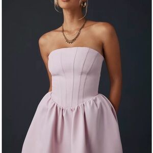 Pink strapless corset mini dress